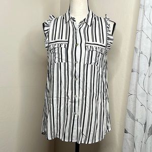 NEW Doe & Rae stripe sleeveless button down blouse